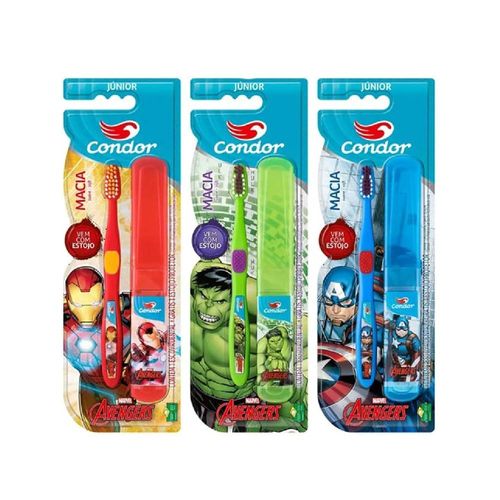 Escova Dental Infantil Júnior + Estojo Avengers Condor