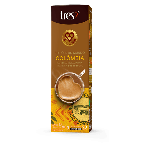 Cápsulas de Café Colômbia 3 Corações Nespresso com 10 Unidades