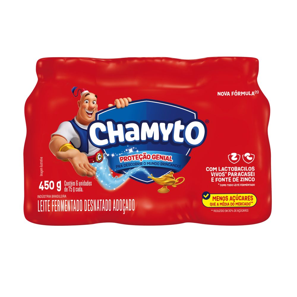 Leite Fermentado Desnatado Chamyto 450g c/ 6 Unid