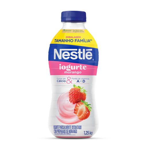 Iogurte Parcialmente Desnatado Morango Nestlé Garrafa 1,25kg