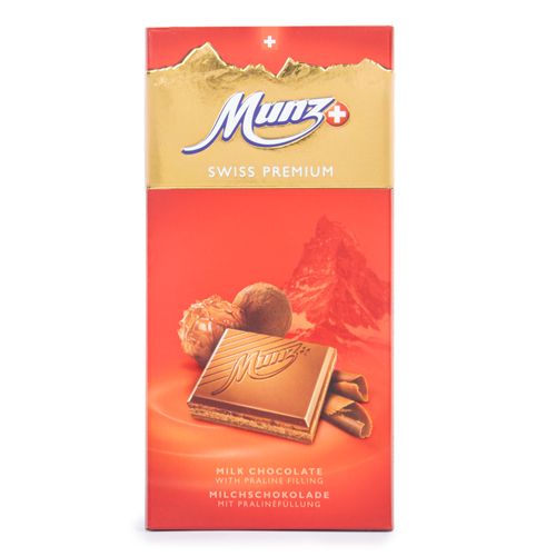 Barra de Chocolate Suíço com Praline Munz 100g