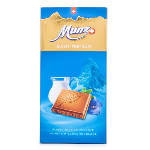 Barra de Chocolate Suíço Ao Leite Munz 100g