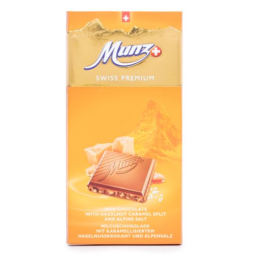 Barra de Chocolate Suíço com Caramelo e Sal Marinho Munz 100g