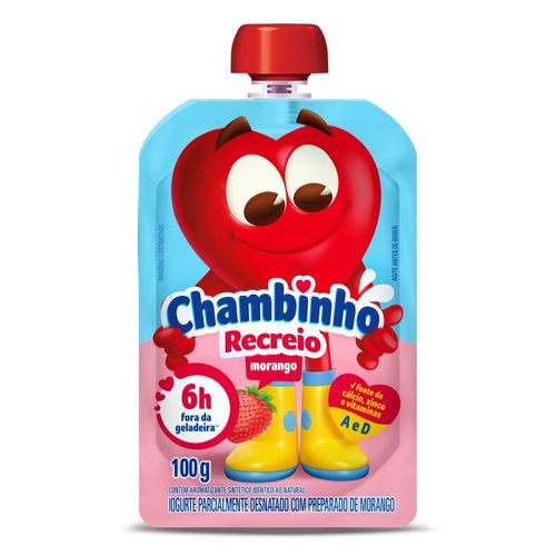 Iogurte Parcialmente Desnatado Morango Chambinho Recreio Squeeze 100g