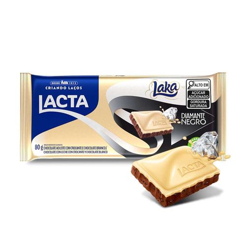 Chocolate ao Leite e Branco Lacta Laka + Diamante Negro Pacote 80g