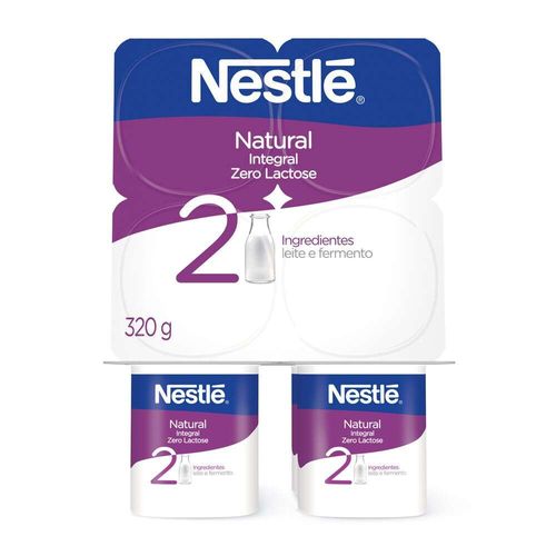 Iogurte Natural Nestlé Zero Lactose Bandeja com 4 Unidades 320g