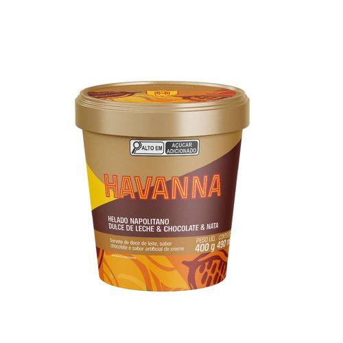 Sorvete Havanna Napolitano Doce de Leite, Chocolate e Creme 490ml