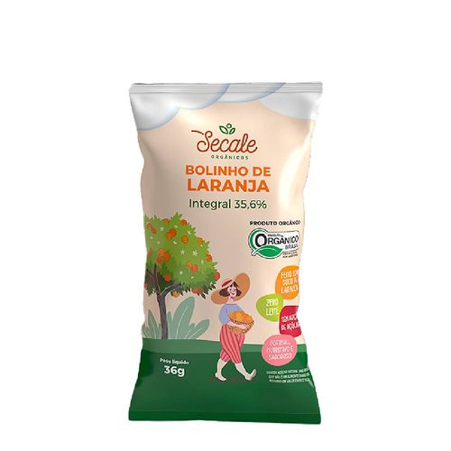 Bolinho Orgânico Sem Açúcar Laranja Secale 36g