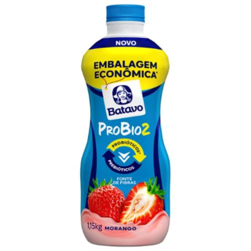 Iogurte Desnatado Morango Batavo Probio2 Garrafa 1,15g
