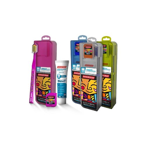 Kit Escova, Fio e Gel Dental Romero Britto DentalClean