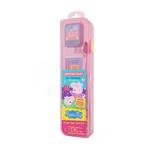 Kit Escova + Gel + Fio Dental Peppa Pig Dentalclean