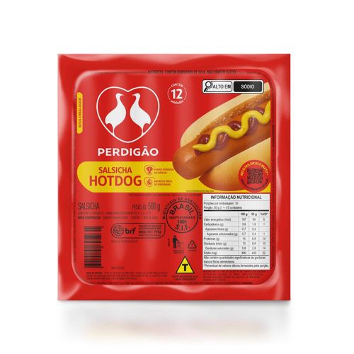Salsicha Hot Dog Perdigão Pacote com 12 Unidades 500g