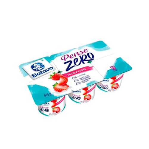 Iogurte Morango Pense Zero Batavo Bandeja com 6 Unidades 510g