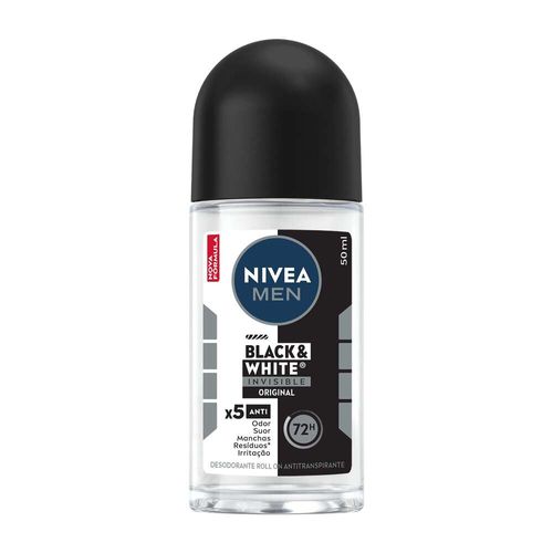 NIVEA MEN Desodorante Antitranspirante Roll On Invisible Black & White 50ml