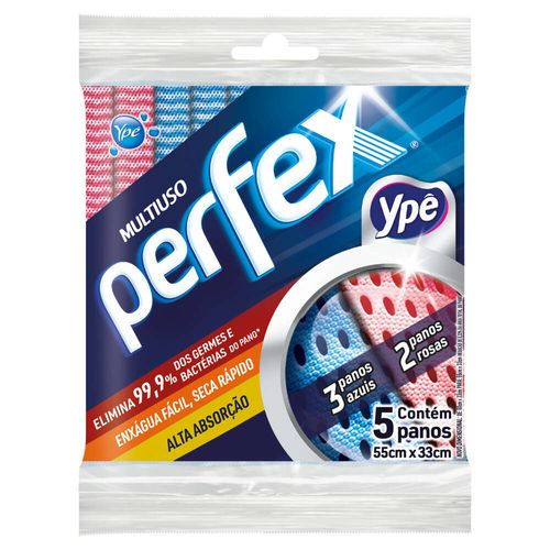Pano de Limpeza Multiuso Antibacterial Perfex Azul com 5 Unidades