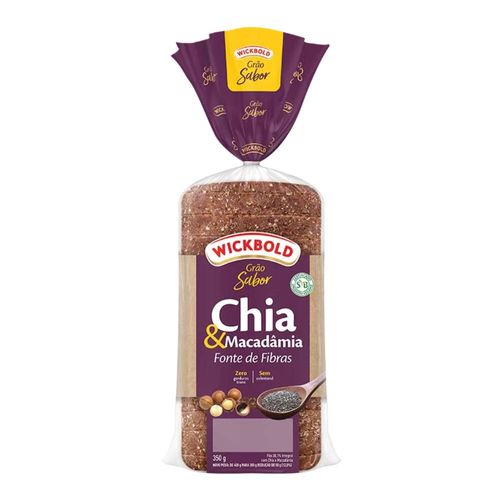 Pão de Fôrma Integral Wickbold Grão Sabor Chia e Macadâmia 350 g