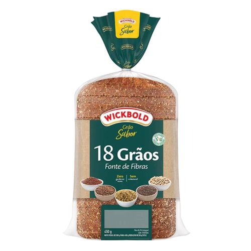 Pão De Fôrma Integral Wickbold Grão Sabor 18 Grãos 450g