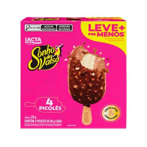 Picolé Lacta Multipack Sonho de Valsa Caixa 4 Unidades 276g