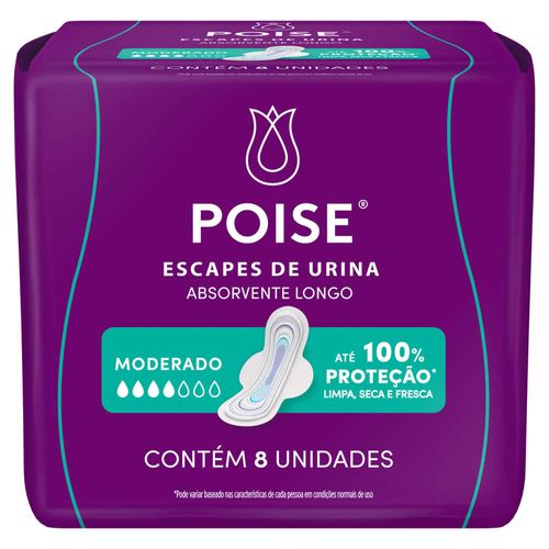 Absorvente com Abas Poise Longo 8 Unidades
