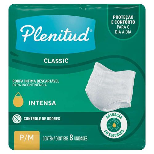 Roupa Íntima Plenitud Classic P/M 8 Unidades