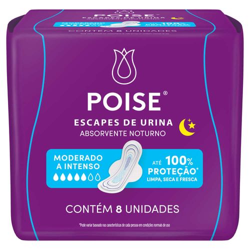 Absorvente com Abas Poise Noturno 8 Unidades