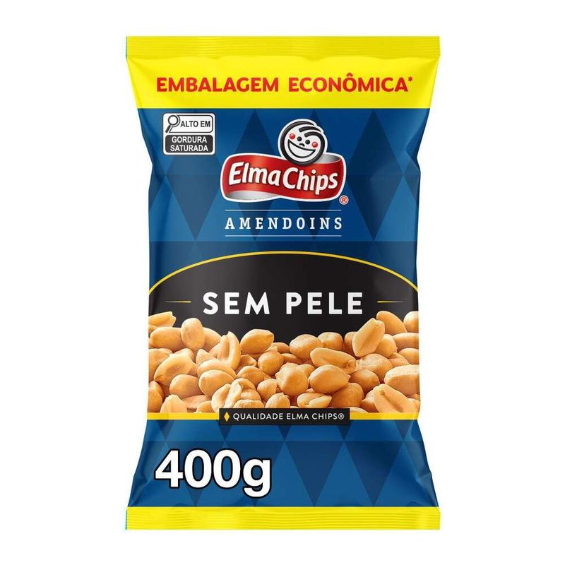Amendoim-Frito-Salgado-sem-Pele-Elma-Chips-Pacote-400g-Embalagem-Economica