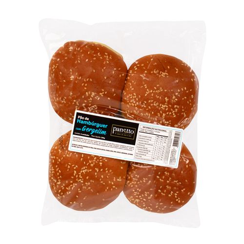 Pão de Hambúrguer Panetto com Gergelim com 4 Unidades 200g