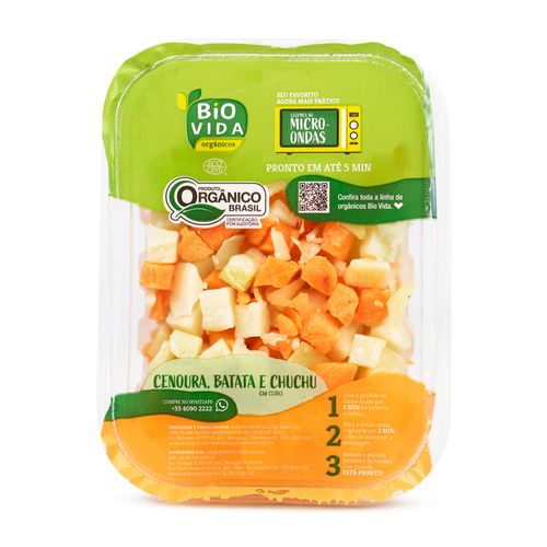 Cenoura, Batata e Chuchu em Cubos Orgânicos para Microondas Bio Vida 250g