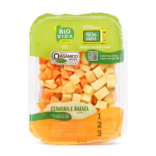 Cenoura e Batata em Cubos Orgânica para Microondas Bio Vida 250g
