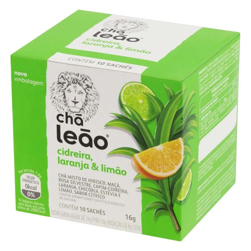 Chá Cidreira, Laranja & Limão Chá Leão Caixa 16g 10 Unidades