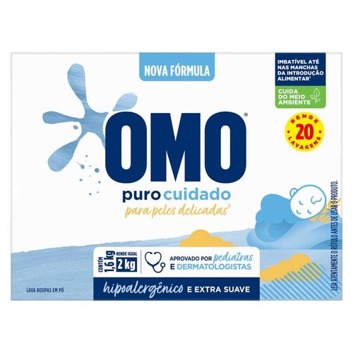 Sabão Em Pó Omo Puro Cuidado Caixa 1,6