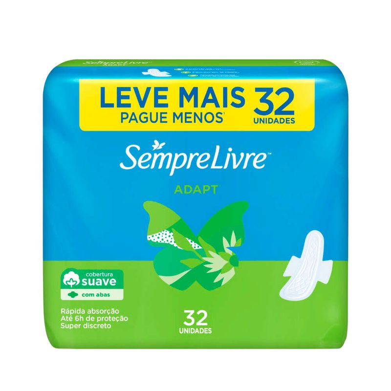 Absorvente-com-Abas-Sempre-Livre-Adapt-com-32-Unidades-Leve-Mais-Pague-Menos