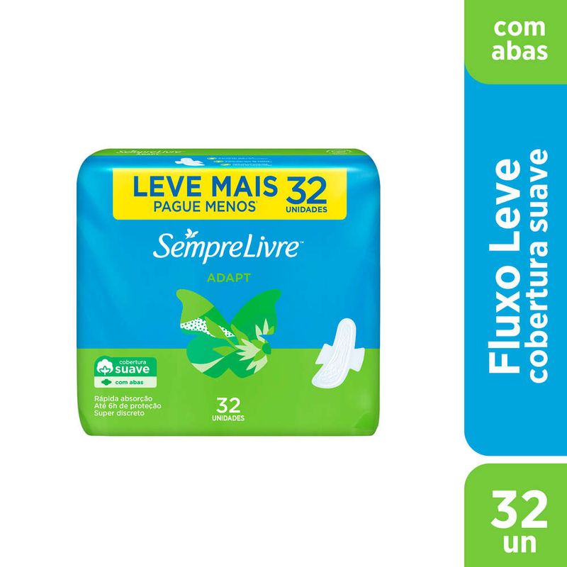 Absorvente-com-Abas-Sempre-Livre-Adapt-com-32-Unidades-Leve-Mais-Pague-Menos