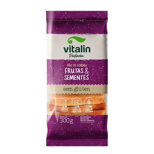 Pão de Forma Sem Glúten Vitalin Frutas e Sementes 300g