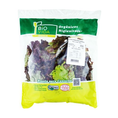 Alface Crespa Roxa Higienizada Orgânica Bio Vida