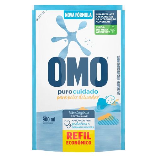 Lava Roupas Líquido Refil Omo Puro Cuidado 900ml