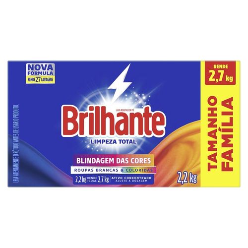 Lava-Roupas em Pó Roupas Brancas e Coloridas Brilhante Limpeza Total Caixa 2,2kg