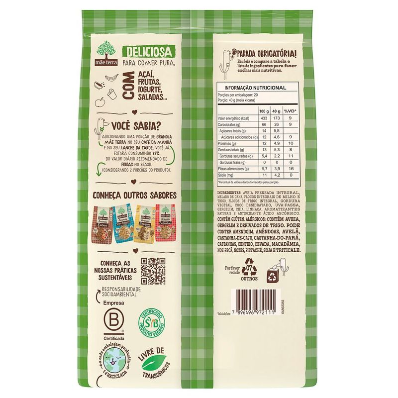 Granola-Frutas-e-Mel-Mae-Terra-Pacote-800g
