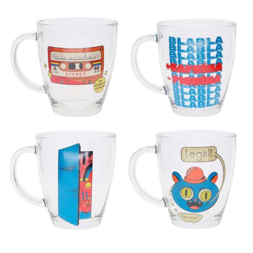 Caneca em Vidro Dynasty Sincera Desenho Sortido 330ml