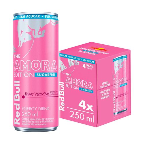 Energético Red Bull Frutas Vermelhas Sugar Free Lata 250ml com 4 Unidades