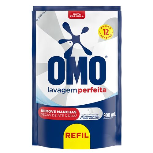 Lava Roupas Líquido Refil Omo Lavagem Perfeita 900ml