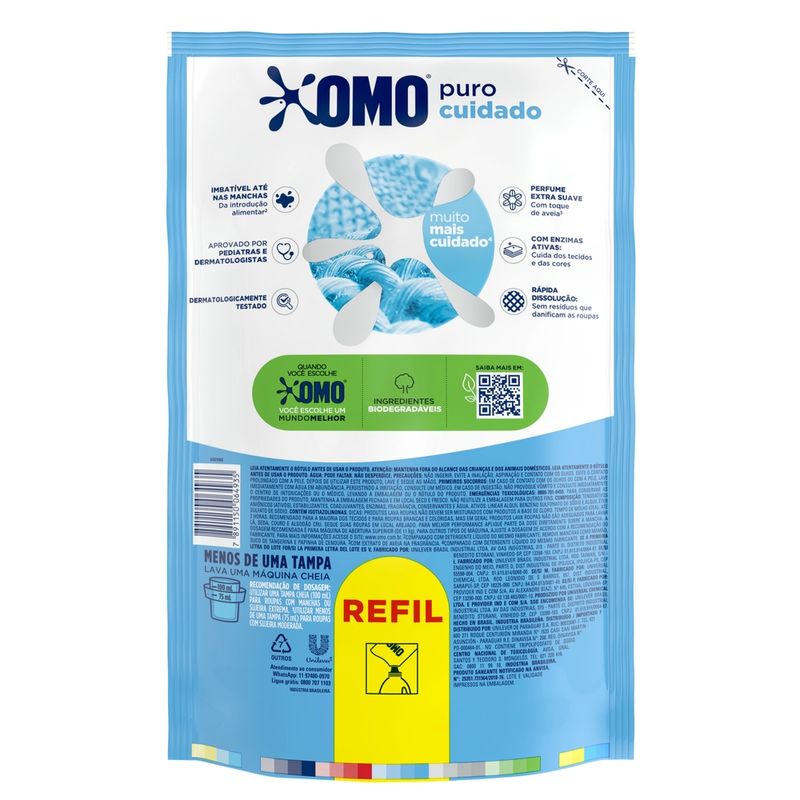 Lava-Roupas-Liquido-Refil-Omo-Puro-Cuidado-900ml