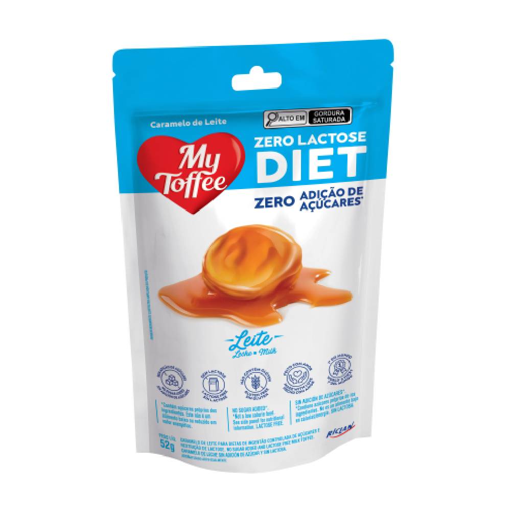 Bala de Leite Diet Zero Lactose My Toffee 52g - Zona Sul