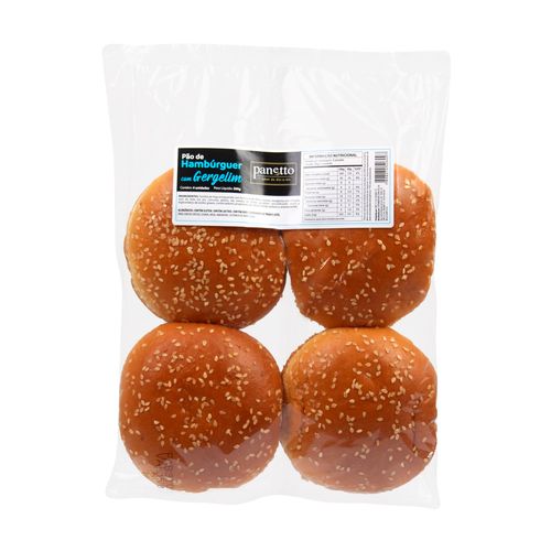Pão de Hambúrguer Panetto com Gergelim com 4 Unidades 200g