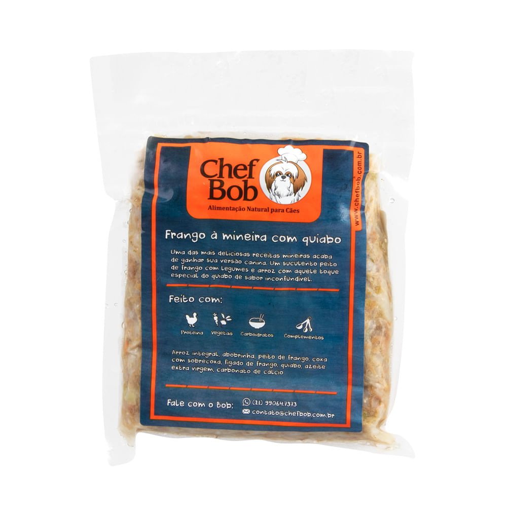 Comida Pet Congelada Chef Bob Frango com Quiabo 350g