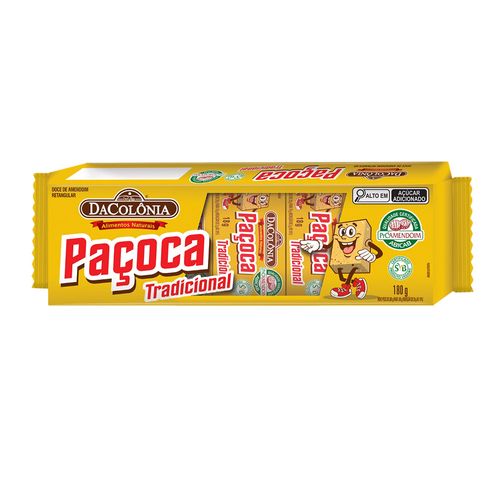Paçoca Tipo Retangular Dacolônia Com 10 Unidades 180g