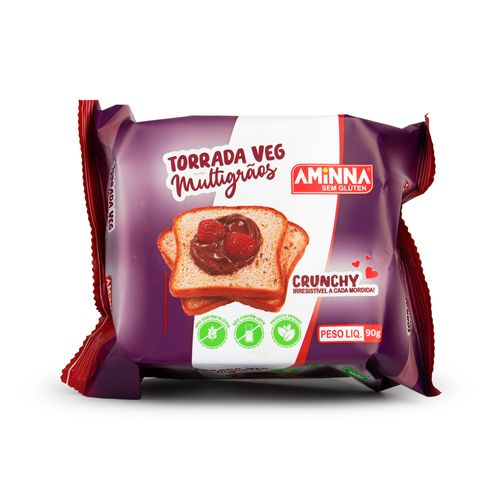 Torrada Salgada Sem Glúten Aminna Multigrãos  90 g