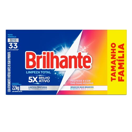 Lava-Roupas em Pó Roupas Brancas e Coloridas Brilhante Limpeza Total Caixa 2,2kg