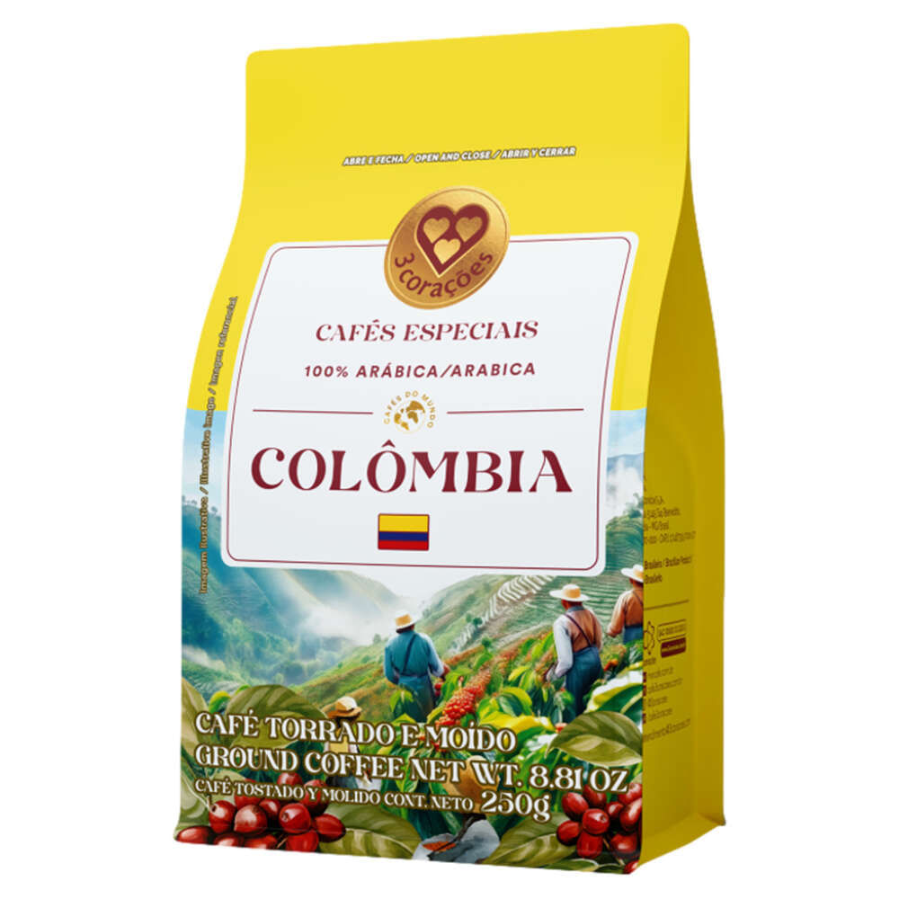 Café Torrado e Moído 3 Corações Colômbia 250g